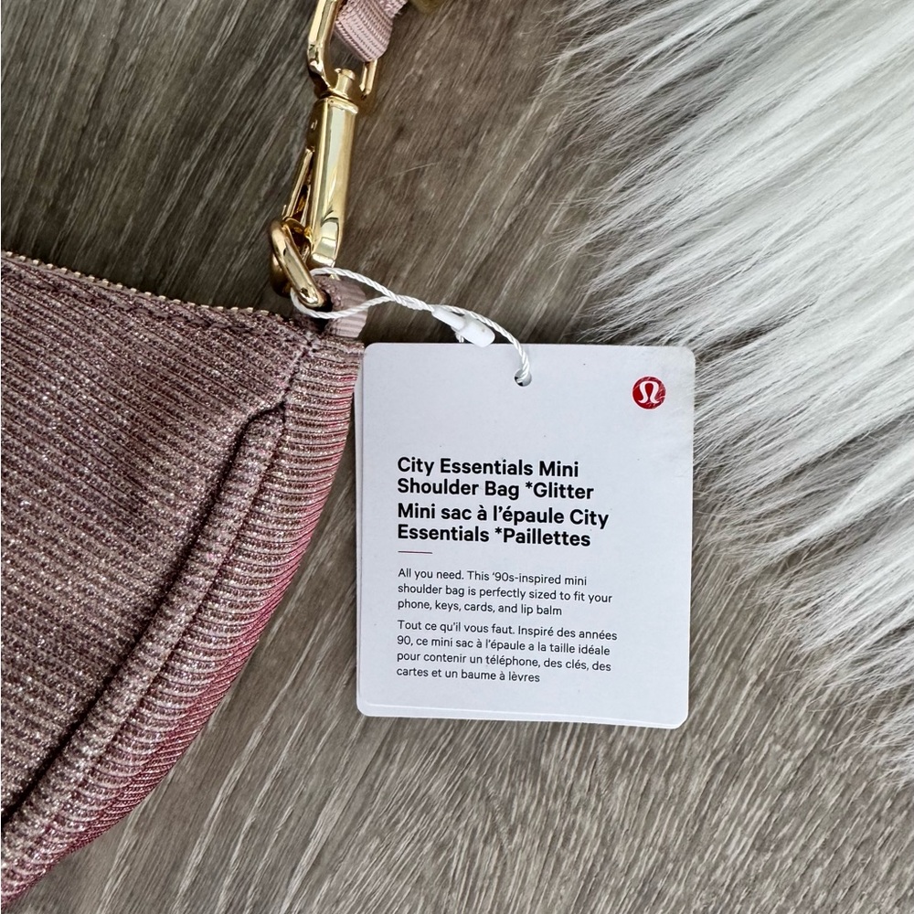 💗🍋LULULEMON City Essentials Mini Shoulder Bag Glitter Pink Champagne/Muse/Gold - Picture 5 of 5